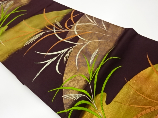 APANESE KIMONO / NAGOYA OBI / WOVEN SILVER GRASS